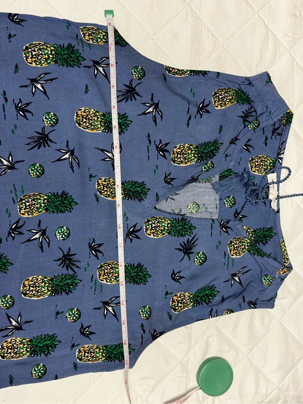 BeachLunchLounge Pineapple Print Sleeveless Shift Dress Small Blue Tropical Boho - Picture 4 of 7